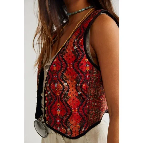 FREE PEOPLE Gemini Vest / Rust Combo - Picture 6 of 12